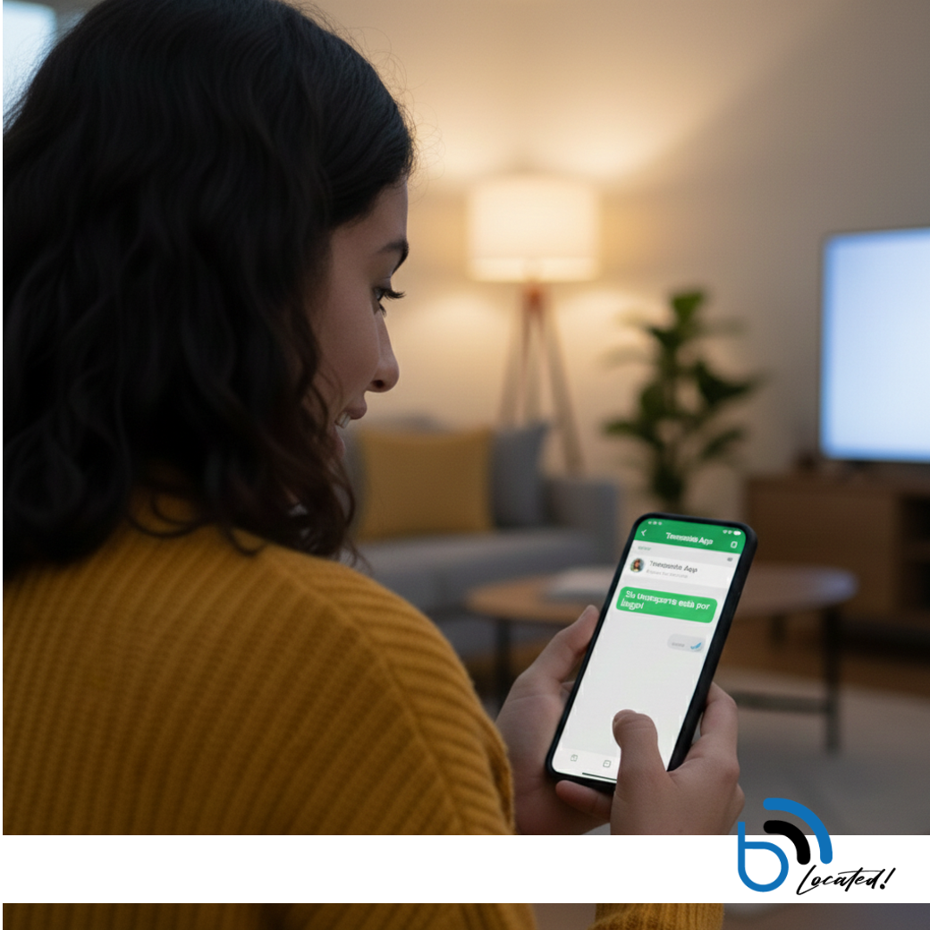 Pasajera recibiendo notificación